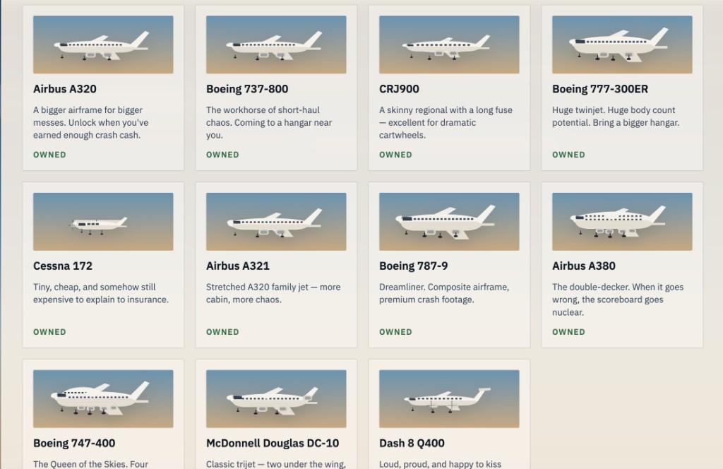 Plane Crash Simulator gameplay